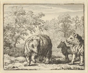 Az oroszlán kiszabadítja a medvét és a farkast, 1650-75.