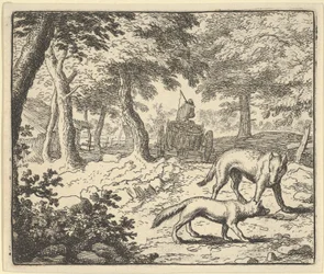 A farkas azzal vádolja Renardot, hogy megette a halat, amit ellopott, 1650-75.