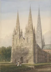 Lichfield katedrális – Nyugati front: vízfestmény, nd [1842. szept. 6.]