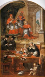 Penaforti Szent Raymond, IX. Gergely pápa tanácsadója, Alonso Antonio Villamor (1661-1729). Szent Esteban kolostorból, Salamancából, Spanyolországból.