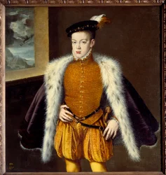 II. Fülöp fia Don Carlos herceg (1545-1568) portréja. Alonso Sanchez Coello (1531-1588) festménye Ec. Esp.