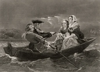 Lady Harriet Ackland útban Gates tábornok táborába látogat, a „Life and Times of Washington” I. kötetéből, 1857-ben.