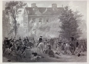 A Germantown-i csata Chew House-ban 1777-ben, vésette Robert Hinshelwood (1812-kb. 75) 1860 körül