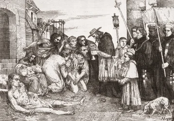 Pestis áldozatai Rómában (metszet)