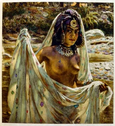 Dinet illusztrációja a "Káprázatok" arab életképekből. 1906. A Mirages, Scenes De La Vie Arab című kötetet Etienne Dinet illusztrálta Silman Ben Ibrahim Bamer kommentárjával. Nasreddine Dinet Alphonse-Etienne Dinet néven született; (1861-1929) francia szár