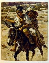 Dinet illusztrációja a "Káprázatok" arab életképekből. 1906. A Mirages, Scenes De La Vie Arab című kötetet Etienne Dinet illusztrálta Silman Ben Ibrahim Bamer kommentárjával. Nasreddine Dinet Alphonse-Etienne Dinet néven született; (1861-1929) francia szár
