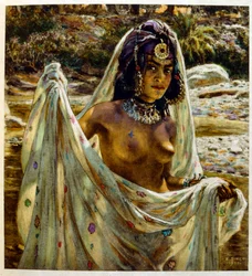 Dinet illusztrációja a „Mirages: Jelenetek az arab életből” című műből. 1906. A Mirages, Scènes de la vie arabe című művet Étienne Dinet illusztrálta Silman Ben Ibrahim Bamer kommentárjával. Nasreddine Dinet Alphonse-Étienne Dinet néven született