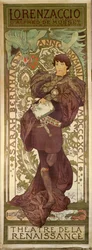 Lorenzaccio Sarah Bernhardt színésznővel, Alfred de Musset darabja (plakát)