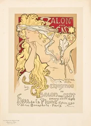 A Salon des Cent kiállítást hirdető plakát a Hall de la Plume-ban, 1896