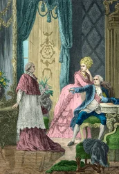 Marie Antoinette és 16. Lajos kikérdezi de Rohan bíborost a nyaklánc-ügyről.