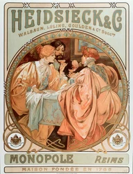 Reklámplakát a Maison de Champagne Charles Heidsieck számára, Alphonse Mucha (1860-1939) litográfiája, 1901 - Reklámplakát a Heidsieck pezsgőgyártó cég számára, 1901 - Nap 49x