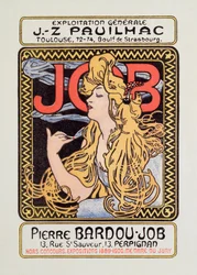 Alphonse Mucha (1860-1939) Job cigarettapapírhoz készült reklámplakátja, 1900 - Nap, 12 x 8 cm - Magángyűjtemény
