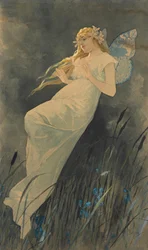Tündér nősziromvirágokkal, kb. 1886-1890