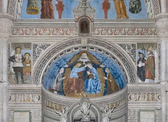 Szűz Mária megkoronázása Istennel és a Szentlélekkel Francesco és Ludovico Sforza között, 1500-1522