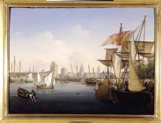 Le Port de La Rochelle, Louis Garneray, sd. 1820 körül, Olaj, vászon, H. 0,330; L. 0,460. CCIP Coll.