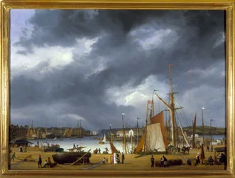 Dieppe kikötője, Louis Garneray, sd. 1820 körül, Olaj, vászon, H. 0,330; L. 0,460. CCIP Coll.