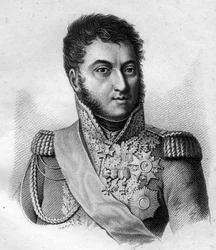 Suchet marsall. Louis Gabriel (Louis-Gabriel) Suchet (1770-1826), Albufera Maréchal francia hercege. a „Francia tábornokok portréi a franciák győzelmei és hódításai nyomán” c. Ambroise Tardieu metszete 1818-ban. Stella Collection.