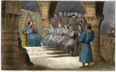 V. Fülöp (1294-1322) a Tall és az államok tábornoka elutasítja II. Jeanne (Salic-törvény) - Philippe V dit "" Le Long" - (1294-1322) - A Louvre-ba idézett államok generaux-i állításait, Királlyá nyilvánította V. Fülöp, és kizárta a koronából unokahúgát, Je
