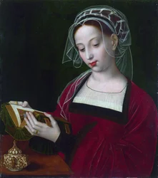 ""Mária Magdolna olvas"" Ambrosius Benson (1495-1550) festménye 1525 körül Londoni Nemzeti Galéria