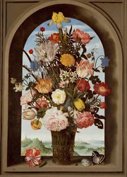 Virágcsendélet tulipánnal (olaj, fa)