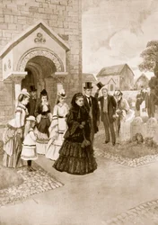 Viktória királynő élete Osborne-ban: Őfelsége a Whippingham templomban, a „The Illustrated London News”-ból, 1901