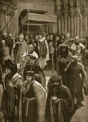 Kivonulás II. Richárd koronázása után, Szent Kenelm ünnepének vigíliája, 1377. július 16., a „The Illustrated London News” című lapból, 1902