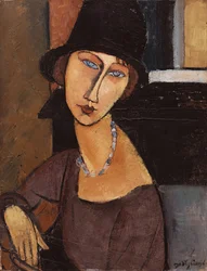 Jeanne Hebuterne kalapban, 1917