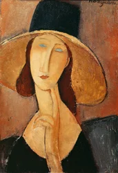 Jeanne Hebuterne portréja nagy kalapban, 1918-1919 körül
