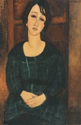 Nő kockás ruhában, 1916