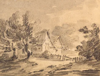 Víkendház egy tájban, 1805 körül (kréta, szén és mosás)