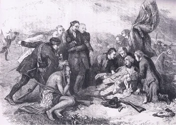 Wolfe halála, illusztráció a Cassells History of the Egyesült Államokból, kiadó: Cassell, Petter & Galpin, 1900 körül (litho)