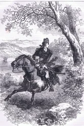 Benedict Arnold menekülése, illusztráció a Cassells History of the Egyesült Államokból, kiadó: Cassell, Petter & Galpin, 1900 körül (litho)