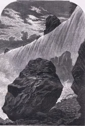 Niagara-vízesés, illusztráció az Egyesült Államok Cassells történetéből, kiadó: Cassell, Petter & Galpin, 1900 körül (litho)