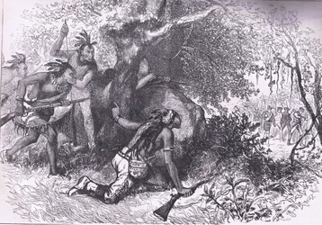 A Cherokees árulása 1760, illusztráció a Cassells History of the Egyesült Államokból, kiadó: Cassell, Petter & Galpin, 1900 körül (litho)