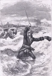 Wolfe partraszállás Louisburgban, illusztráció a Cassells History of the Egyesült Államokból, kiadó: Cassell, Petter & Galpin, 1900 körül (litho)