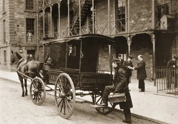 Mentőautó a Bellevue Kórházban, New York City, 1896