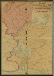 Oxford város térképe, Frankford és Bridesburg városrészek, Bristol, N. Liberties és Cheltenham Townships egyes részei, 1849