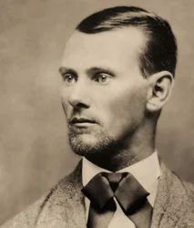 A törvényen kívüli Jesse James (1847-1882) portréja, kabinetfotó