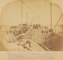 South Gate House of the New Reservoir, Central Park, építkezés közben (albumnyomat)