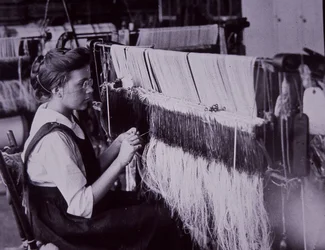 Amerikai textilipar, textilipar a massachusettsi pamutgyárban, 1900 körül (f/w fotó)