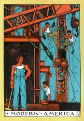 Az 1930-as évek Amerikájának „modern ipari korának” allegóriája