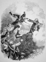 Anthony Wayne amerikai tábornok merész szuronytámadással elfoglalja a brit Stony Point-i erődöt 1779 júliusában (litho)