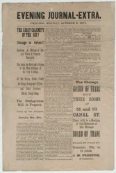 A Chicago Evening Journal-Extra cikke az 1871-es chicagói tűzvészről, 1871. október 9. (újságpapír)