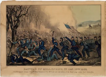 Mill Spring-i csata, Ky. 1862. január 19., pub. szerző: Currier & Ives, 1862 körül