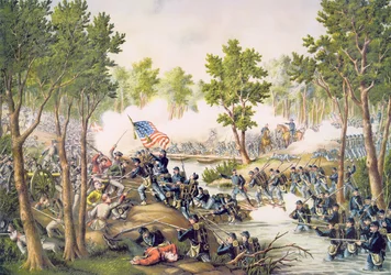 Spottsylvania csata, 1864. május, vésette Kurz és Allison