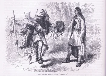 Megtért indiánok "Powows" 1695, illusztráció Cassell története az Egyesült Államok pubjából. készítette: Petter & Galpin 1890 körül (litho)