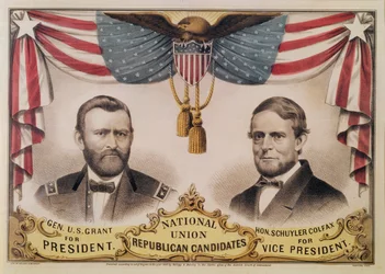 Az 1868-as amerikai elnökválasztás választási plakátja Ulysses S. Granttel és Schuyler Colfaxszal, 1868
