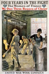 Négy év a csatában: francia nők a háborúban – az YMCA plakátja. SD. 1917 körül.