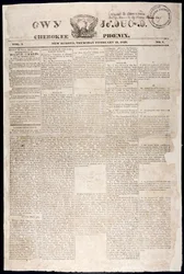 Címlap a Cherokee Phoenixből, 1828. február 21. (nyomtatott)