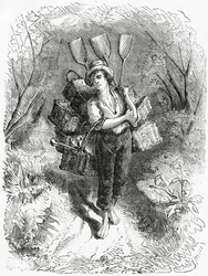 Ugrás a boltba, illusztráció az A Community of Outcasts című filmhez, az Appletons Journalból, 1872. március 23.
